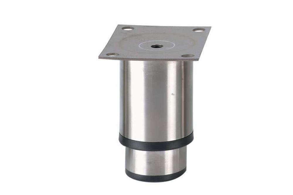 LSP-2010-020 | RVS STELVOET ECOLINE - 90MMH - 100X80MM RVS PLAAT - ZWARTE KUNSTSTOF ZOOL