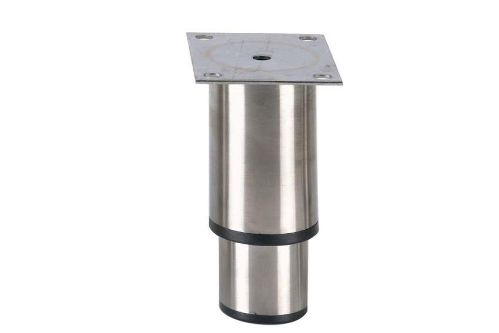 LSP-2310-020 | PIED REGLABLE INOX - 145MMH - 100X80MM PLAQUE INOX - SEMELLE SYNTH. NOIRE