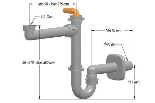 SIF-1021-000 | SIPHON STANDARD - DIAMETRE 40MM POUR CUVE SIMPLE