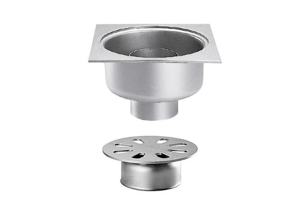 FMC-4101-000 | SIPHON EN INOX 250X250MM SORTIE VERTICALE 100MM
