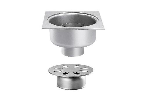 FMC-4101-000 | RVS VLOERAFVOERPUT 250X250MM VERTICALE AFVOER 100MM