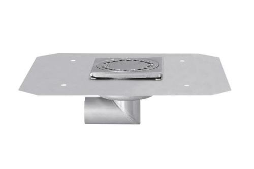 FMC-1006-000 | RVS VLOERAFVOERPUT 100X100MM ZIJDELINGSE AFVOER 40MM