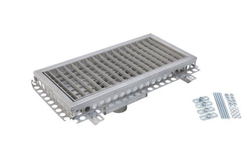 FMG-1163-000 | BAKGOOT RVS 600X300MM CENTRALE AFVOER Ø75MM VERTICAAL