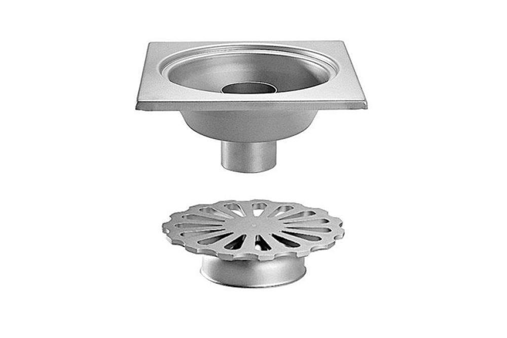 FMC-5106-000 | RVS VLOERAFVOERPUT 300X300MM VERTICALE AFVOER 100MM