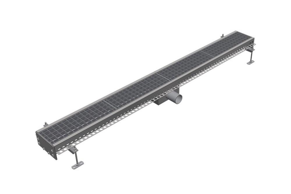 FMG-0002-000 | BAKGOOT RVS 150X2000MM CENTRALE AFVOER Ø75MM HORIZONTAAL
