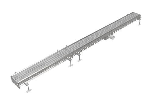 FMG-0003-000 | BAKGOOT RVS 150X3000MM CENTRALE AFVOER Ø75MM HORIZONTAAL
