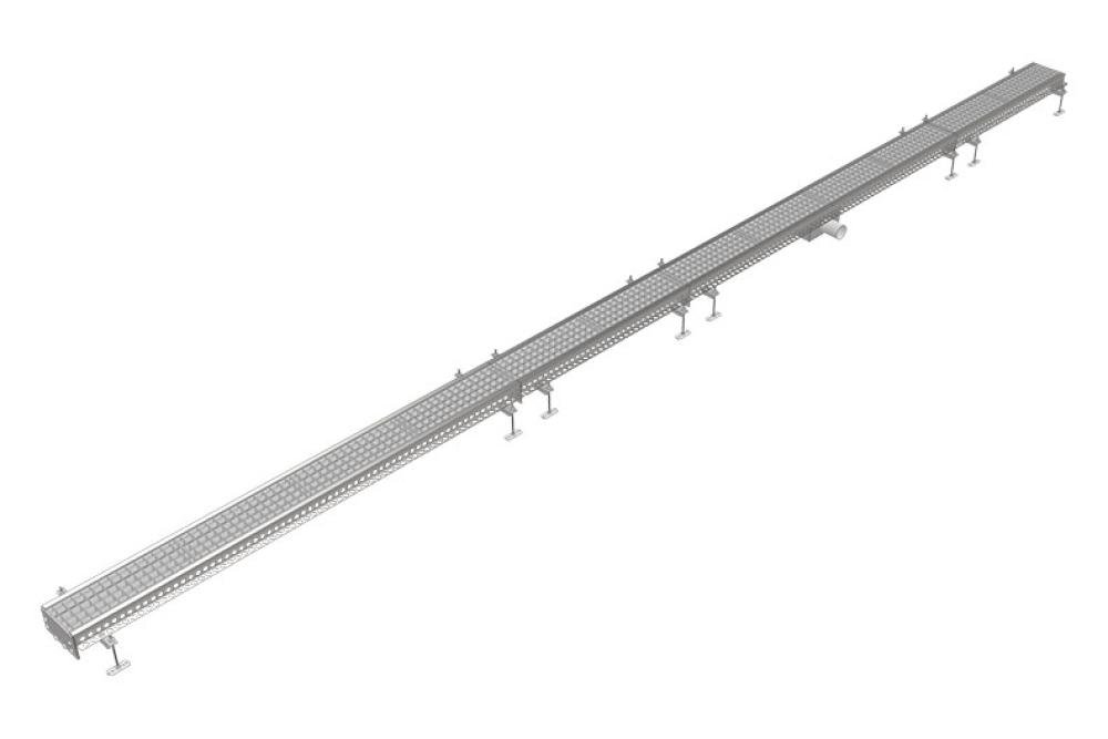 FMG-0006-000 | BAKGOOT RVS 150X6000MM CENTRALE AFVOER Ø75MM HORIZONTAAL