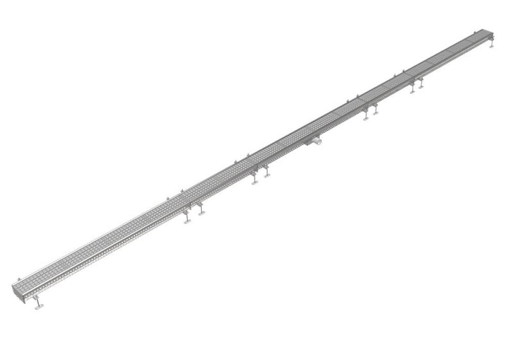 FMG-0008-000 | BAKGOOT RVS 150X8000MM CENTRALE AFVOER Ø75MM HORIZONTAAL