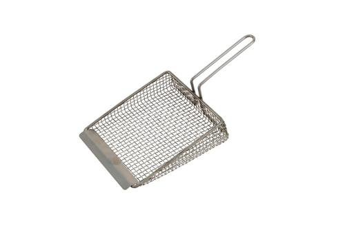 DRF-2119-000 | PLATTE FRIETSCHEP RVS - 175X190MM GEVLOCHTEN DRAAD - MET SCHRAPER